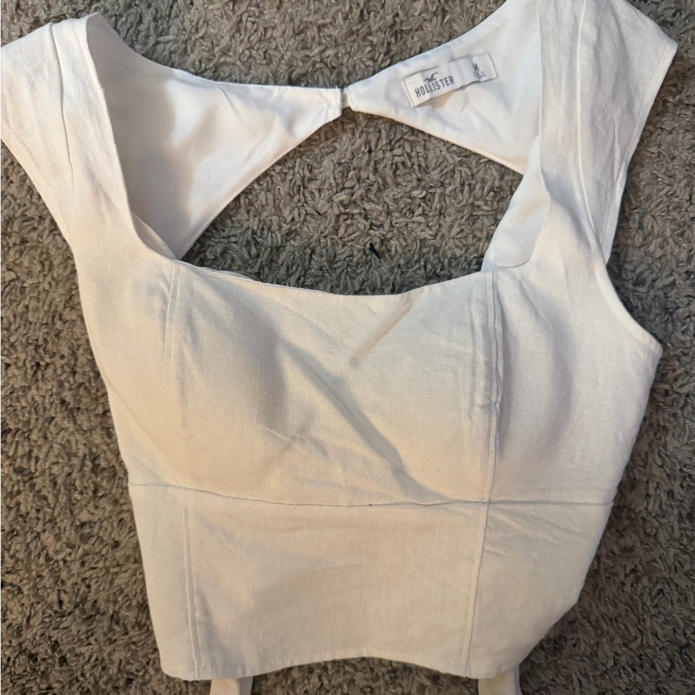 Hollister White Linen Top